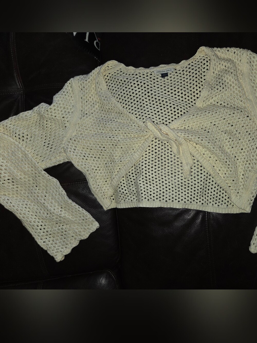 American Eagle Outfitters Cream Open-Knit Sweater